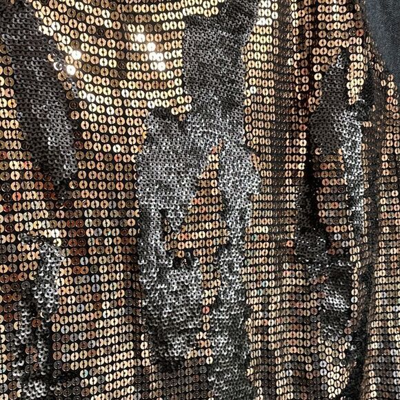 Express dark gray sweater with gold and black sequins, size L EUC - Picture 2 of 4